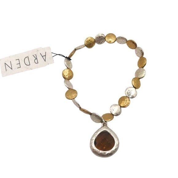 Arden Crystal Tear Drop Charm Stretch Bracelet - Picture 2 of 7